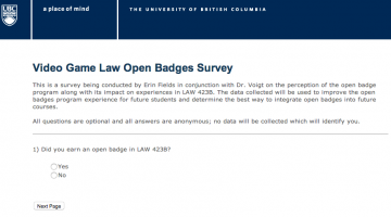 Law 423B UBC Open Badges Project Survey