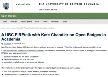 A UBC FIREtalk with Kate Chandler on Open Badges in Academia | Open Badges
