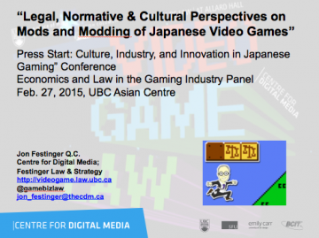 Press Start Conference: Video & Slides on “Legal, Normative & Cultural Perspectives on Mods and Modding of Japanese Video Games”