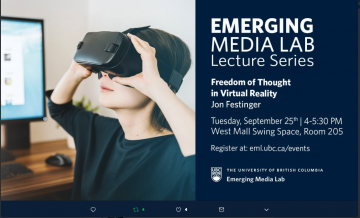 Public Talk for the Emerging Media Lab Lecture Series on Tuesday, September 25, 2018