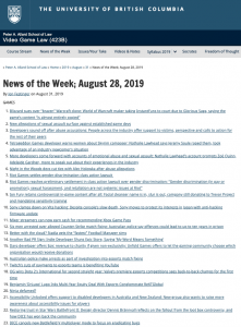 News of the Week; August 28, 2019