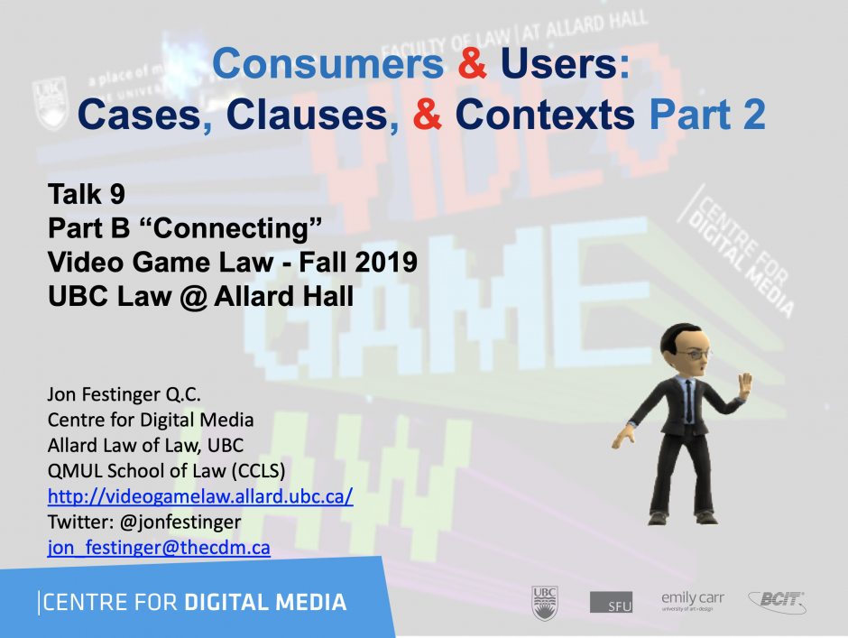 Class 9 – 11/6/19; “Consumers & Users: Cases, Clauses, & Contexts Part ...