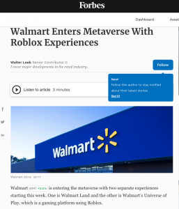 Walmart + Roblox = Advertising to Children?