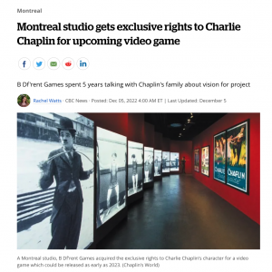 Montreal Video Game Company Gets the Rights to Charlie Chaplin